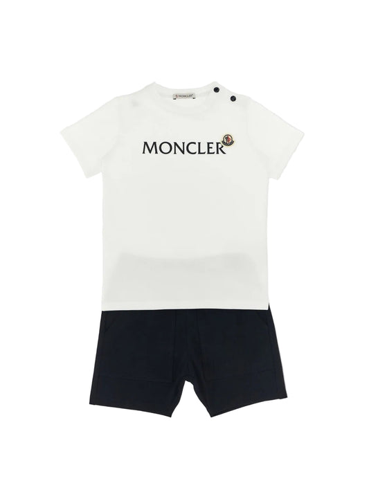 Moncler Crew Neck Short and T Shirt Set in White