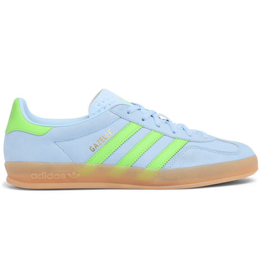 Adidas Gazelle Indoor in Clear Sky, Solar Green & Gum 3 Size UK 5