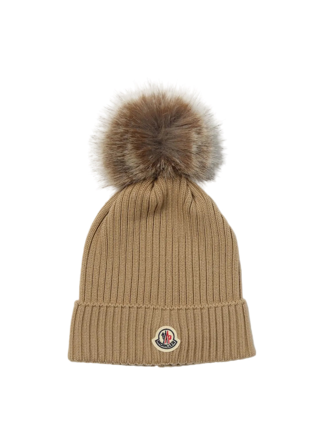 Moncler Wool Beanie in Tan