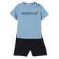 Moncler Crew Neck Short and T Shirt Set in Blue