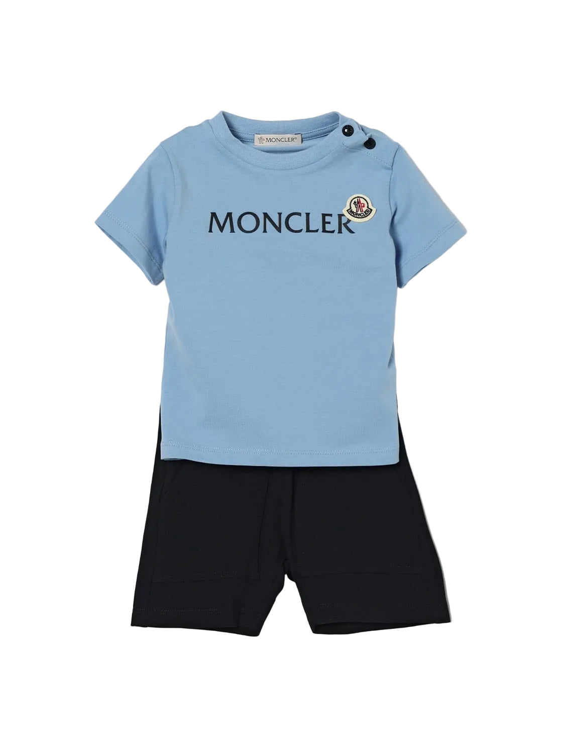Moncler Crew Neck Short and T Shirt Set in Blue