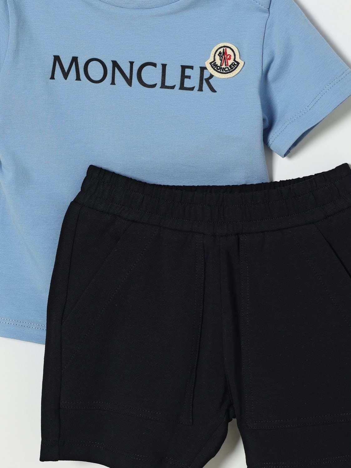 Moncler Crew Neck Short and T Shirt Set in Blue