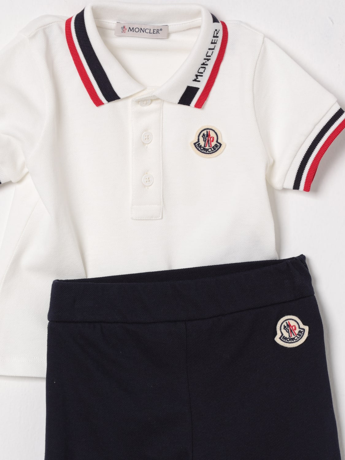 Moncler Polo Shirt and Short Set in White