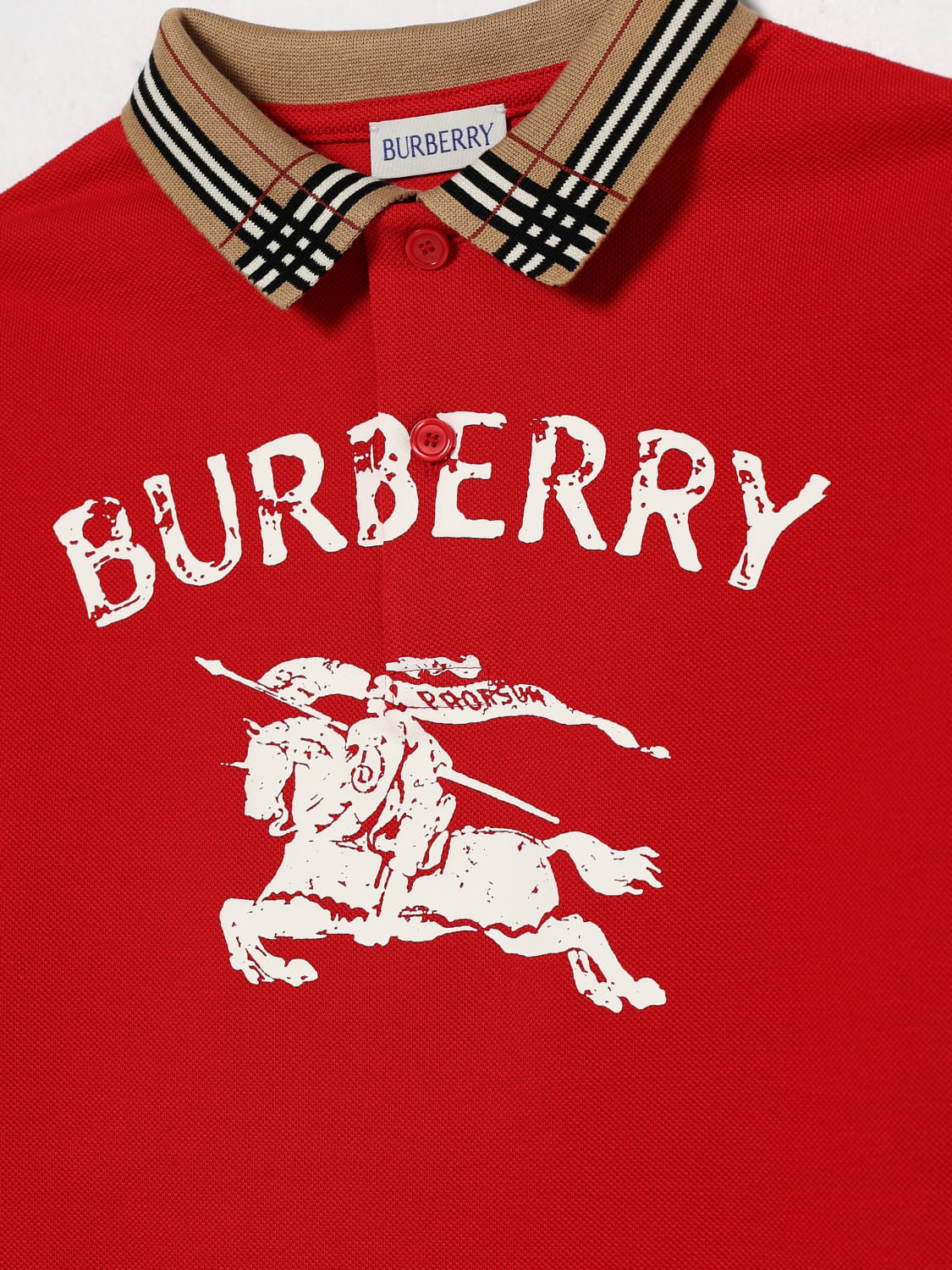 Burberry Knight Cotton Polo Shirt in Red