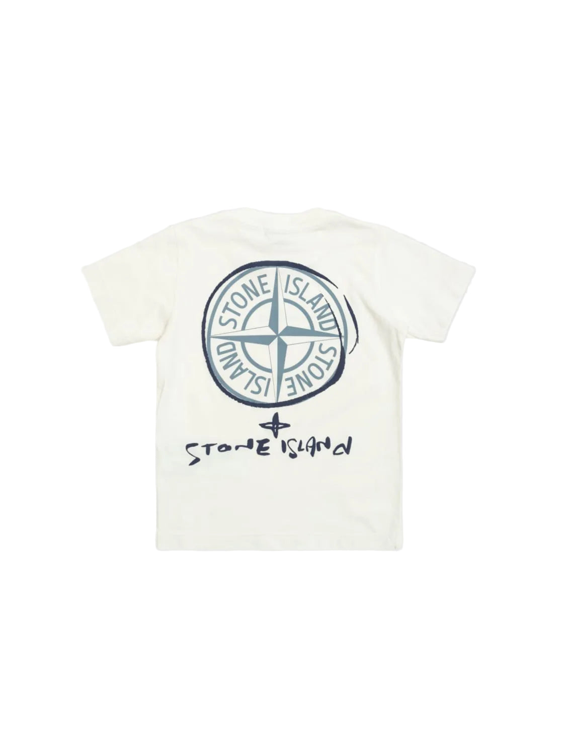 Stone Island Junior T Shirt with Large Back Print in White